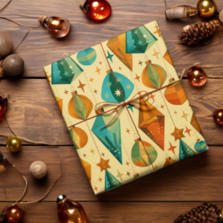 Papier Cadeau Mi-siècle moderne rétro Noël ornement atomique