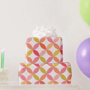 Papier Cadeau Mi-siècle moderne rose rouge orange Cercles