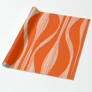 Papier Cadeau Mi-Siècle Moderne Salon Motif Orange