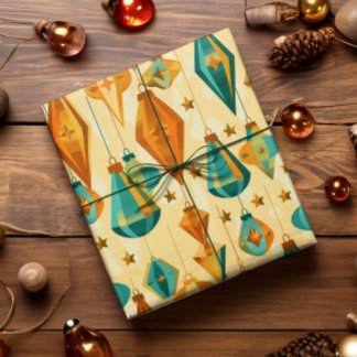 Papier Cadeau Mi-siècle rétro Noël étoile atomique ornement