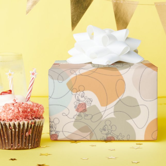 Papier Cadeau Mickey Mouse Continuous Line Pattern (Fête d'anniversaire)