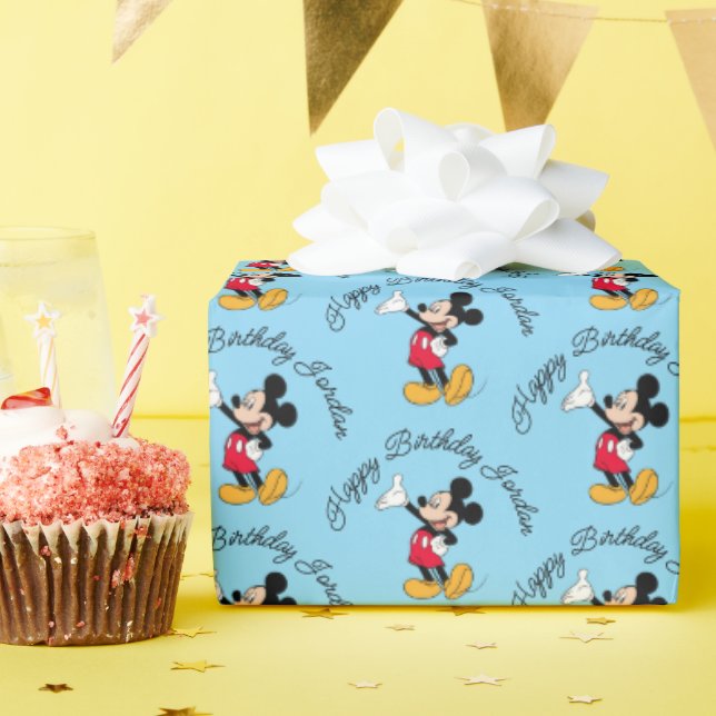 Papier Cadeau Mickey Mouse geste de la main ouverte (Fête d'anniversaire)
