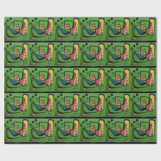 Papier Cadeau 'Mid Century Modern Abstrait num 4' sur un (Plat)