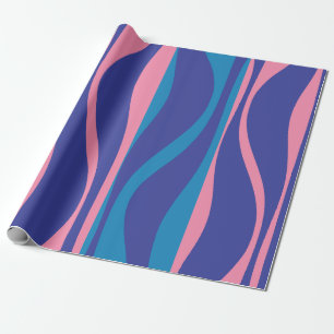 Papier Cadeau Mid Century Modern Lounge Bleu et rose vif