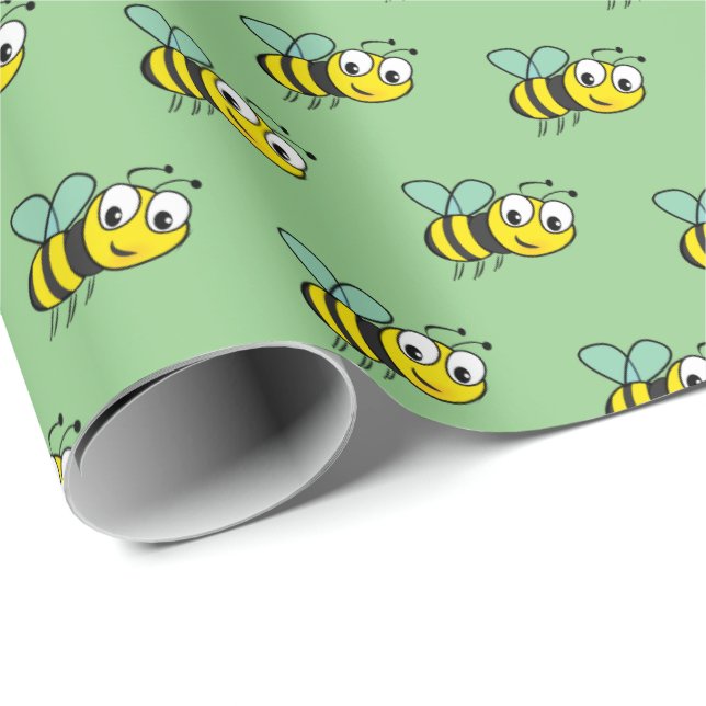 Papier Cadeau Miel Bumble Abeille Thème Enveloppement Papier Enf (Coin rond)