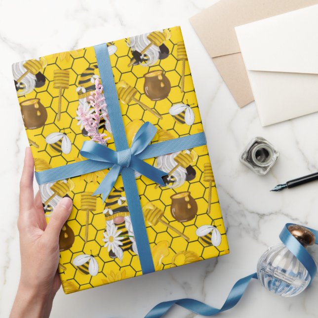 Papier Cadeau Miel Bumble Bee Gnome Motif (Cadeaux)