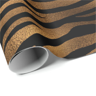 Papier Cadeau Miel Métal Or Profond Noir Tigre Peau animale