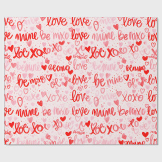 Papier Cadeau Mien XOXO Amour Style d'Emballage Écrit à la Main
