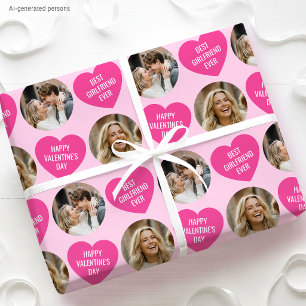 Papier Cadeau Mignon 2 Photo Saint-Valentin Cœur Petite Amie Ros
