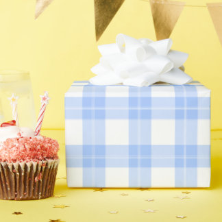 Papier Cadeau Mignon carreaux bleu clair simple classique