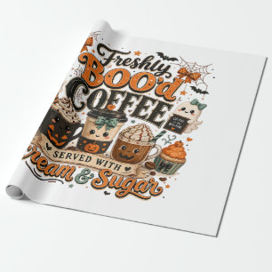 Papier Cadeau Mignon Fantôme Effrayant Amateur de Café Halloween