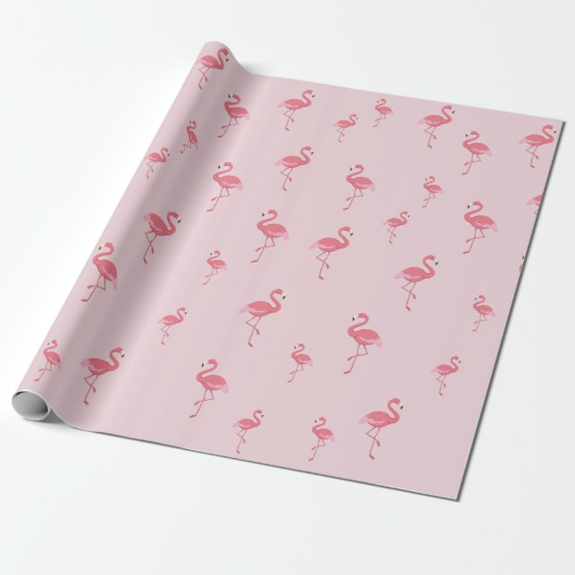 Papier Cadeau mignon flamants roses motif (Déroulé)