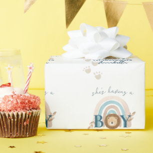 Papier Cadeau Mignon garçon bébé lionceau empreintes de pattes B
