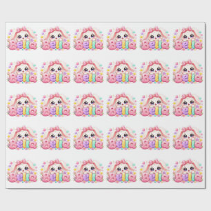 Papier Cadeau Mignon Kawaii Bella Bunny Nom Pastel Floral Bu