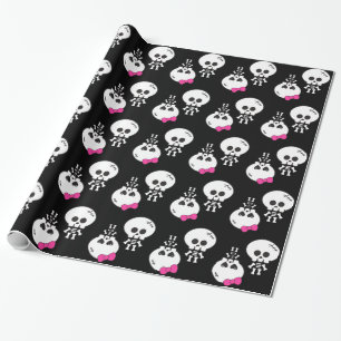 Papier Cadeau mignon kawaii emo garçon fille squelettes skuls