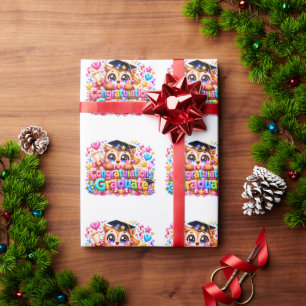 Papier Cadeau Mignon Kawaii Félicitations Diplômé Hibou Pastel P