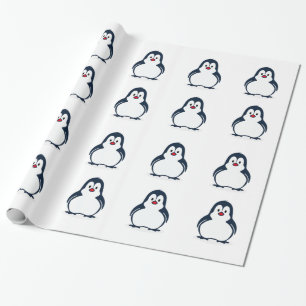 Papier Cadeau Mignon Manchot Animé