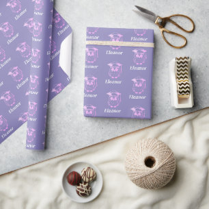 Papier Cadeau Mignon motif de hibou de remise de diplôme rose