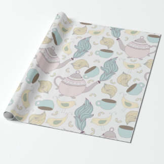 Papier Cadeau mignon motif de thé et de théière
