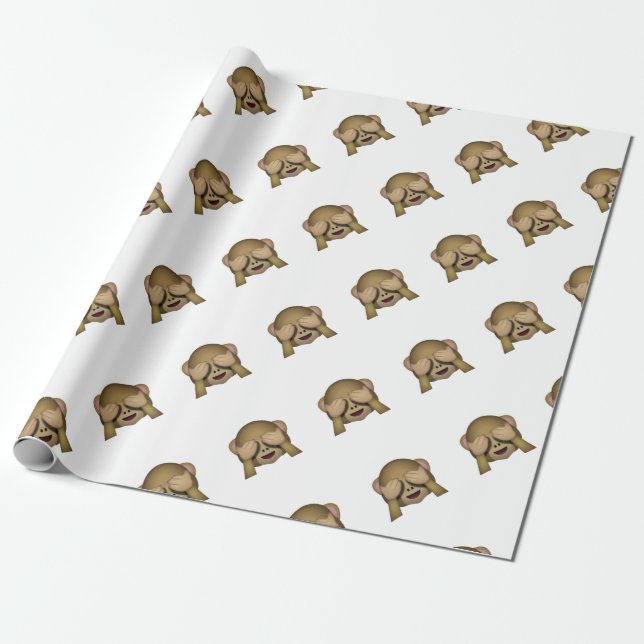 Papier Cadeau Mignon ne voir l'aucun singe mauvais Emoji (Déroulé)