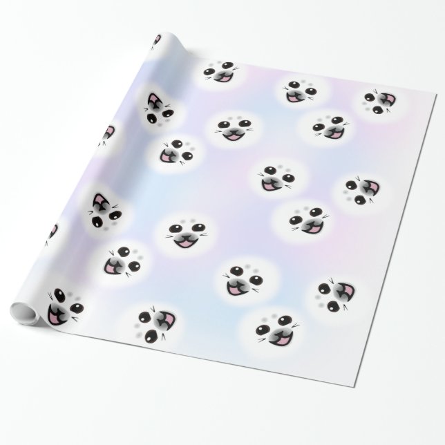 Papier Cadeau Mignon superbe de papier d'emballage de visage de (Déroulé)