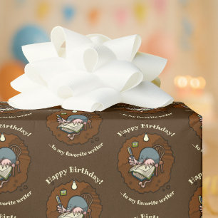 Papier Cadeau Mignon Taupe Joyeux Anniversaire Écrivain Préféré