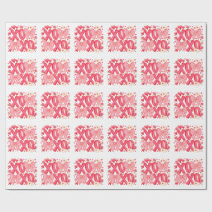 Papier Cadeau Mignon XOXO Saint-Valentin Nœuds Cœurs Rose Coquet