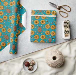 Papier Cadeau Mignonne abeille à miel 