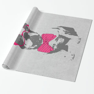 Papier Cadeau Mignonne animal vintage à la mode Français bulld