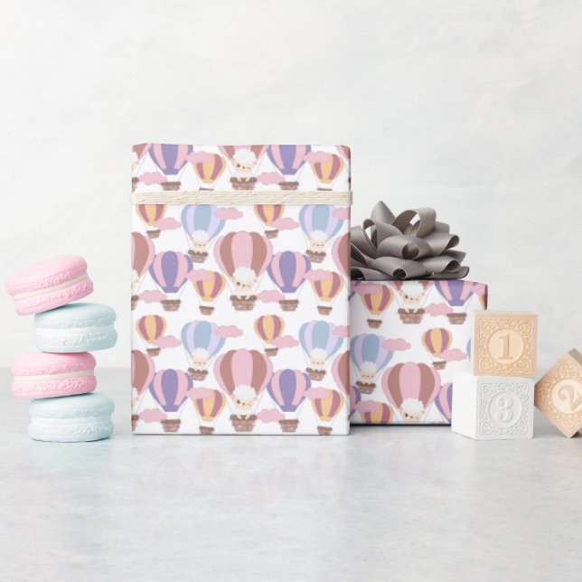 Papier Cadeau mignonne bébé filles agneau carrelé baby shower mo (Baby Shower)