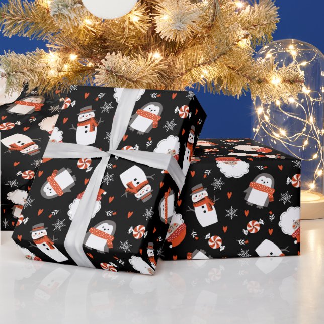 Papier Cadeau Mignonne bonhomme de neige de Noël (Vacances)