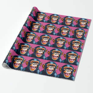 Papier Cadeau Mignonne Chimpanzée rit
