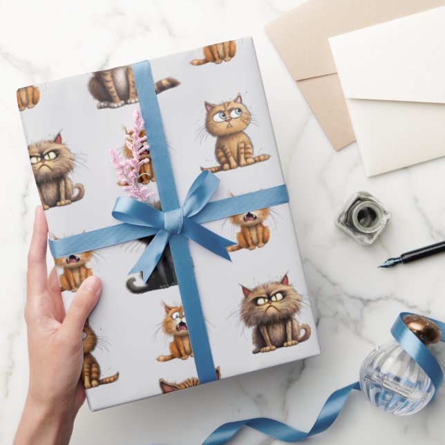 Papier Cadeau Mignonne Et Drôle Mad Angry Black, Orange Chat Gre (Cadeaux)