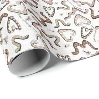 Papier Cadeau Mignonne et Whimsical Coeur rose Vêtements de vers