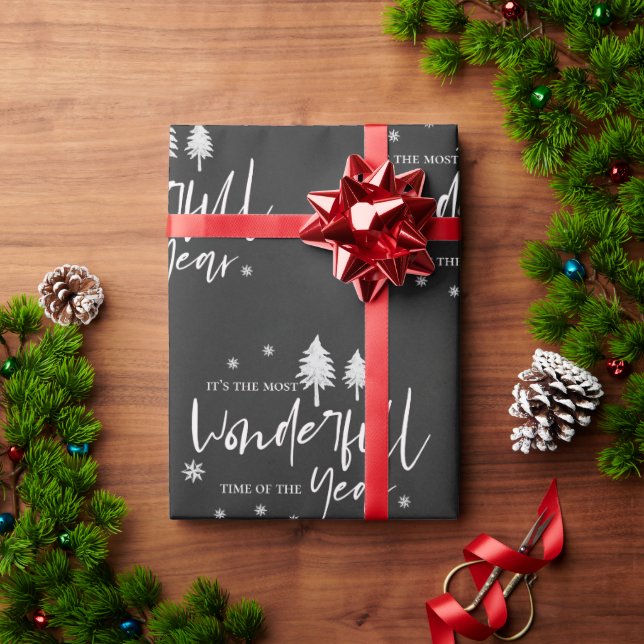 Papier Cadeau Mignonne Noir Blanc Plus Merveilleux Temps de l'an (Cadeau de vacances)