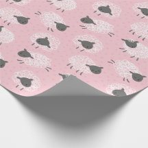 Mignonne Petit mouton laineux blanc brun sur rose