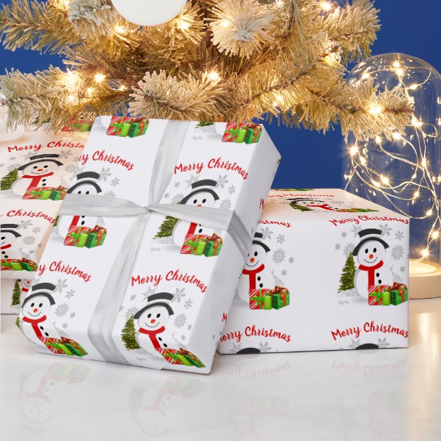 Papier Cadeau Mignonne pour les enfants Joyeux bonhomme de neige (Vacances)