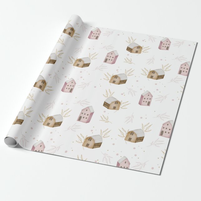 Papier Cadeau mignonne scandi nordique abrite du papier d'emball (Déroulé)