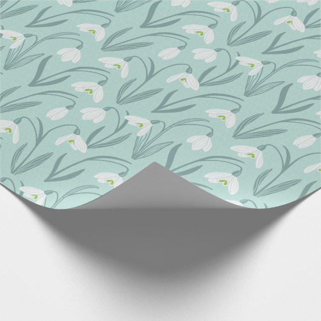 Papier Cadeau Mignonne Snowdrops menthe (Coin)