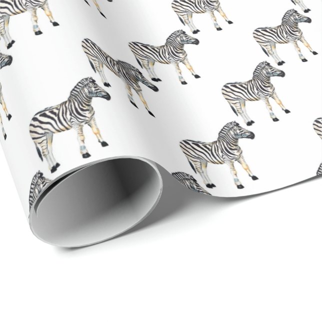 Papier Cadeau mignonne zèbre amoureux carrelé animal fête  (Coin rond)