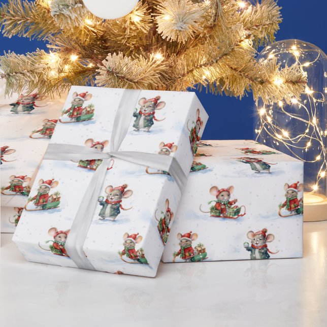 Papier Cadeau Mignonnes Morceaux De Noël Dans Les Snowflakes (Vacances)