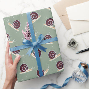Papier Cadeau Mignons escargots Brown et points suisses blancs