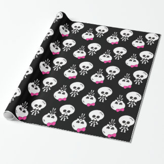 Papier Cadeau mignons garçons et filles squelettes kawaii crânes