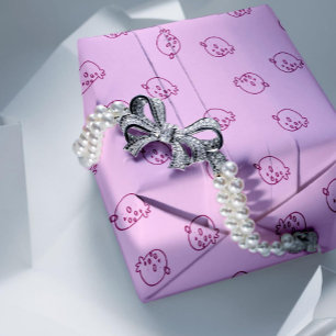 Papier Cadeau Mignons gribouillis de fraise – Motif minimaliste 