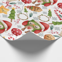 Mignons hiboux de Noël à l'aquarelle 