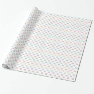 Papier Cadeau Mignons visages de chat pastel rose bleu vert jaun