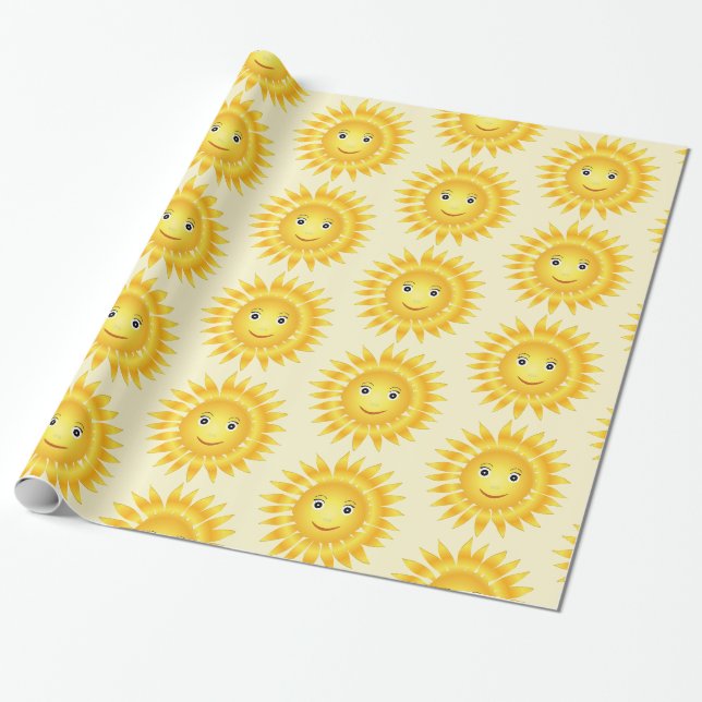 Papier Cadeau Mignons visages du soleil (Déroulé)
