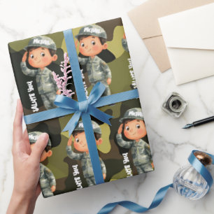 Papier cadeau militaire Salut Héros