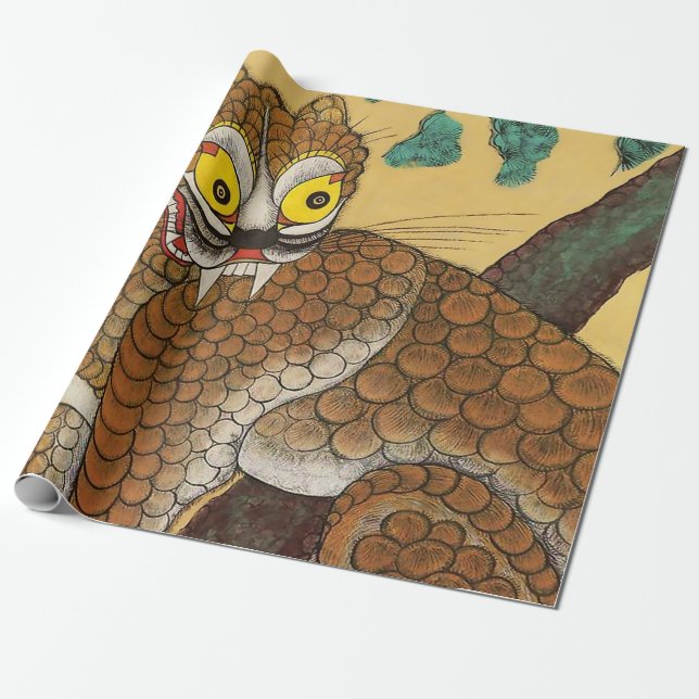 Papier Cadeau Minhwa coréen de Tigres laides (Déroulé)