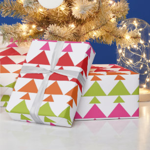 Papier Cadeau Mini arbres de Noël modernes Motif géométrique